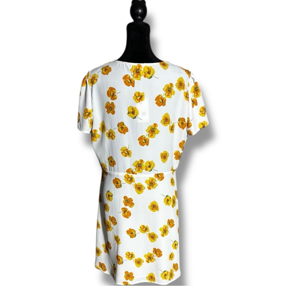 re:named New With Tags V-neck White Mini Dress with Yellow Floral Accents - Picture 6 of 16